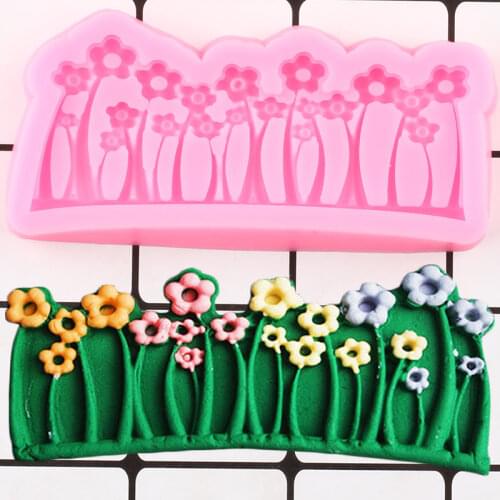 Flower Cake Border Silicone Molds DIY Grass Cupcake Fondant Cake Decorating Tools Cookie Baking Candy Chocolate Gumpaste Moulds