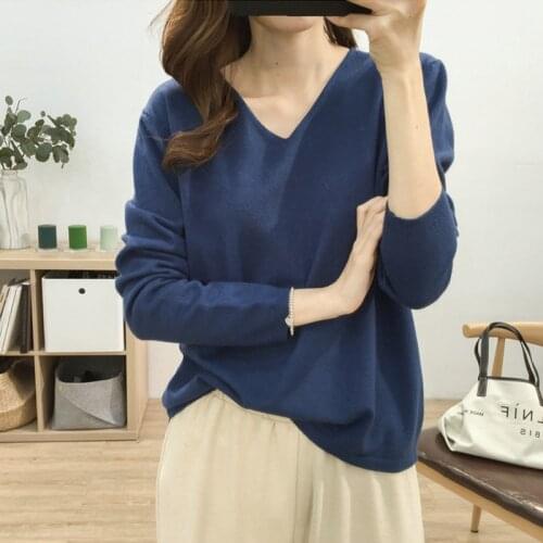 Woman Sweaters V-Neck knit Bottoming Loose Shirt Spring New Oversize Womens Tops Pullover Big Sweater Autumn Korean кардиган