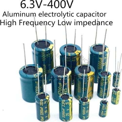 High Frequency Electrolytic Capacitor 6.3V 10V 16V 25V 35V 50V 400V 450V 22UF 100UF 220UF 330UF 470UF 680UF 1000UF 1500UF 2200UF