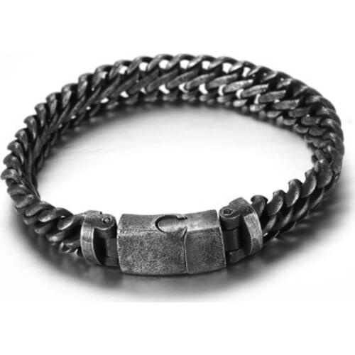 High quality brief Black vintage punk bracelet for men stainless steel fashion Jewelry