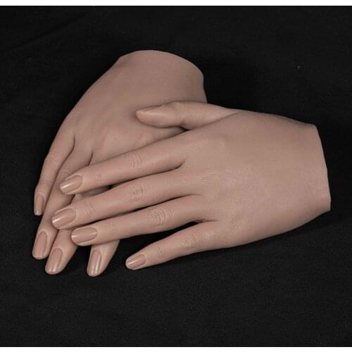 ZISHINE Liquid Silicone 1:1 Female Fake Hand Finger Model Sketch Drawing Display Practice Fingers for Acrylic Nails TGQ02-18