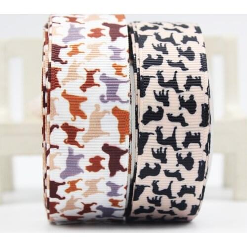 16mm/22mm/25mm/38mm/75mm Dog Print Grosgrain Ribbon 10/25/50yards Diy Gift Wrapping Paper Sewing Decoration