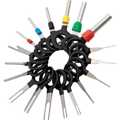 18pcs Automotive Plug Terminal Remove Tools Set Key Pin Car Electrical Wire Crimp Connector Terminal Extractor Kit Accessories