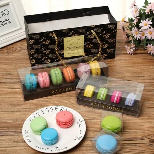 2018 bakery packing tools dessert macarons pastry packaging boxes pvc plastic covering macaron box party favors gifts containers
