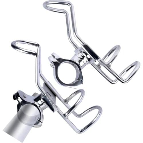 2X Stainless Steel Rail Mounted Clamp on Rod Holder for Fishing Boat Kayak Marine for Rails