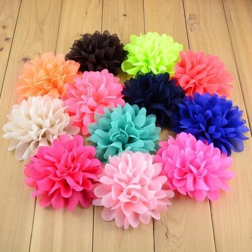 500 pcs/lot, Large Chiffon Flowers 4 Inch Wedding Chiffon Petal Flowers - Headband Fabric Flowers