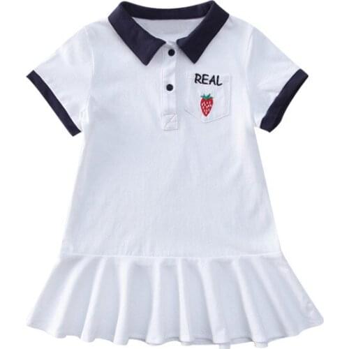 Baby Girl Princess Baseball Dress Children Summer Clothing Kids Short-sleeved Pleated A-line Embroidery Dresses Girl Dress 2-7Y