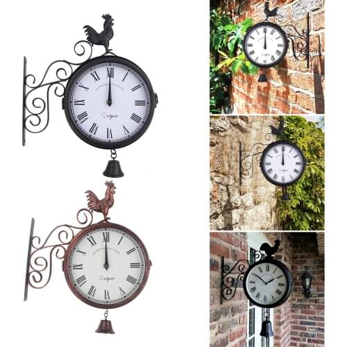 Creative Double Sided Wall Clock Vintage Retro Wrought Iron Clock for Living Room Bedroom Office Decoration can CSV