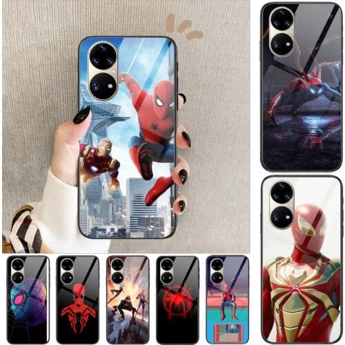 Logo Spider Man Tempered Glass Phone Case Casev For Huawei P40 Pro lite 5G P30 P Smart Z 2019 P10 Lite P20 P50
