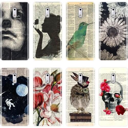 Phone Case For Nokia X6 7 Plus Black Flower Girl Skull Space Star Retro Floral Silicone Soft Back Cover For Nokia 1 2 3 5 6 8