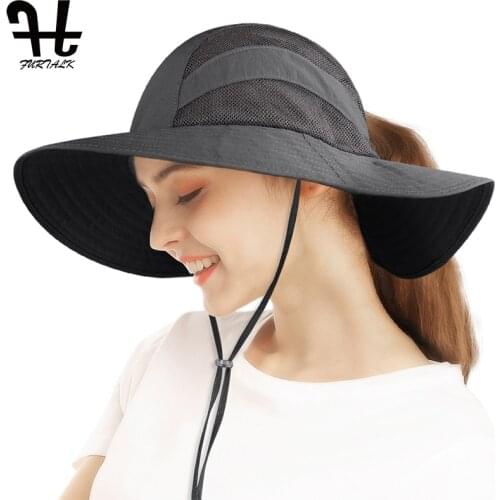 FURTALK Summer Sun Hat Women Ponytail Beach Hat Men Safari UV Protection Cap Summer Hiking Hats for Ladies Man chapeu feminino