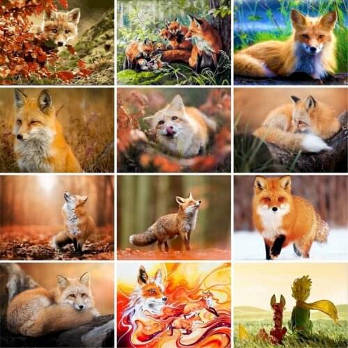 GATYZTORY 40x50cm Frameless Painting By Numbers For Adult child Fox Animals Pictures By Numbers Home Decoration Unique Gift