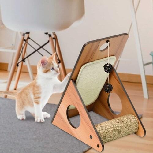 Pet Toys Kitten Scratch Board Multifunctional Wooden Cat Scratcher Climbing Furniture Pets House Hammock Cat Training Toys