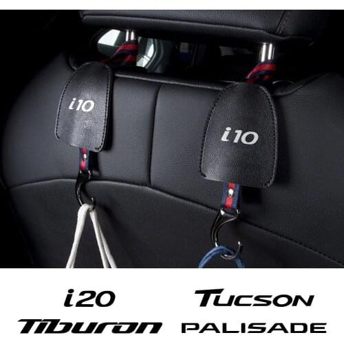 Leather Auto Seat Back Hook For Hyundai Tucson I10 I20 Tiburon Palisade Nexo Getz Portable Hanger Holder Storage Car Accessories