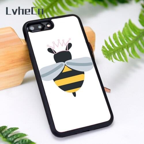 LvheCn Silicone Rubber Phone Case Cover for iPhone 6 6S 7 8 Plus X XS XR 11 12 Mini Pro Max Queen Bee