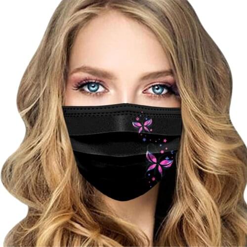 10PC Adult Faceshield Mouth Cover Skin Care Disposable Butterfly Print Face Cover 3Ply Non-woven Ear Loop mascarilla mondkapjes