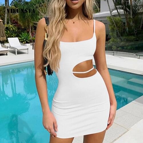 One Word Collar Strapless Solid Color Dress 2021 Summer The New Slim High Waist Suspender Irregular Hip lift Backless Mini Skirt