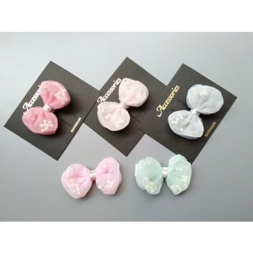 Boutique 10cs Fashion Cute Gauze Bow Hairpins Solid Pearl Beads Mini Bowknot Hair Clips Princess Headwear Hair Accessories