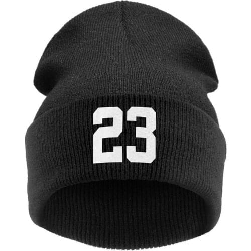 Men Winter Knitting Hat Skullie Beanie Cap 23 Number Slouchy Punk Personality Teens Street Dance Hip-hop Caps outdoors