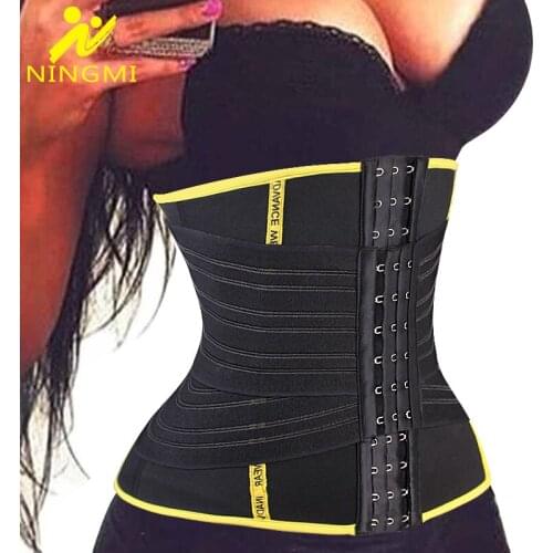 NINGMI Neoprene Shapewear Slim Waist Trainer Body Shapers Women Pulling Strap Firm Tummy Trimmer Belt Corset Slimming Underwears