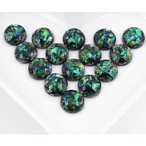 New Fashion 10mm 40pcs/Lot Black Color Built-in metal foil Flat back Resin Cabochons Cameo V7-13