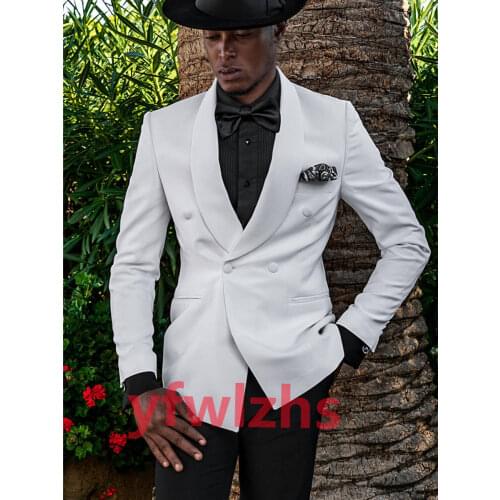 New Arrival Double-Breasted Groomsmen Shawl Lapel Groom Tuxedos Men Suits Wedding/Prom Best Blazer ( Jacket+Pants+Tie) D150