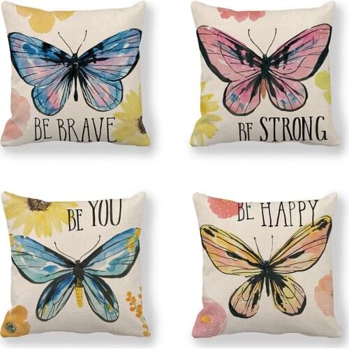 One Side Print Cushion Cover Throw Pillow Case for Home Sofa Seat Cute Vintage Decoration 45X45cm Customs Made Butterfly