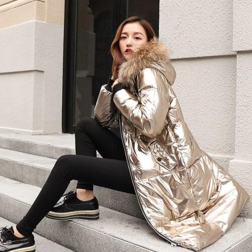 Solid Metallic Colored Bright Jacket New Women Winter Coat Overcoat Zipper Hooded Warm Cotton 2018 Female Plus Size Parkas PJ216