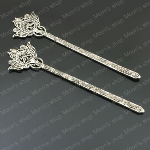 Wholesale 135*37mm Antique Silver color Flower Alloy bookmark Hair stick Findings Accessories 5 pieces(JM2831)