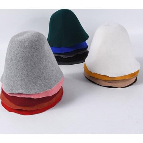 Classical Women Cloche Bucket Felt Hat Autumn Winter Wool Felt Cone Cloche Hood Millinery Craft Hats Fascinators Block Base Body