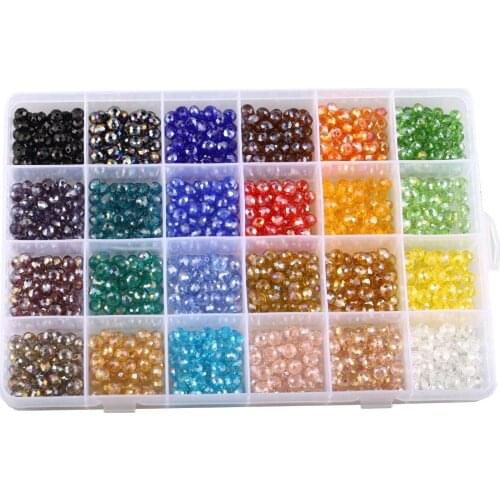 6mm Flat Crystal Crystal Irregular Sparkling Precious Glass Stones Beads Semiprecious Box Plated AB Color 24 Grid Combination