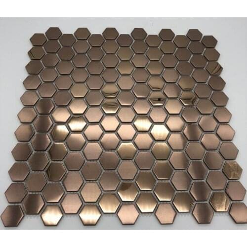 Direct factory price cute hexagonal metal mosaic tile for KTV bar bathroom backsplash decoratio