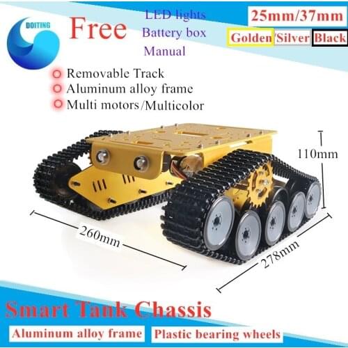 RC Robot Tank Chassis With Aluminum Alloy Frame+25mm/37mm High Torque Motor Tracked Vehicle For Arduino DIY Kit P300