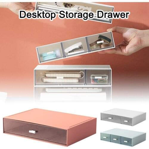 Stackable Drawer Organizers Plastic Desktop Storage Box with Divided Drawers for Home Office Desk Use