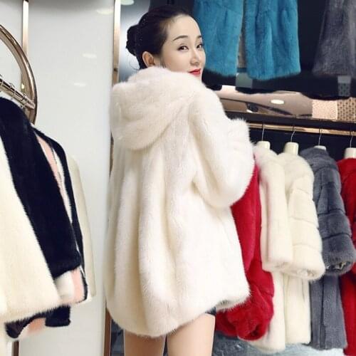 2019 Sheared Fur Coats for Women Faux Fur Jacket Fake Mink Coat Hooded Female Clothes Plus Size XXXL Manteau Femme