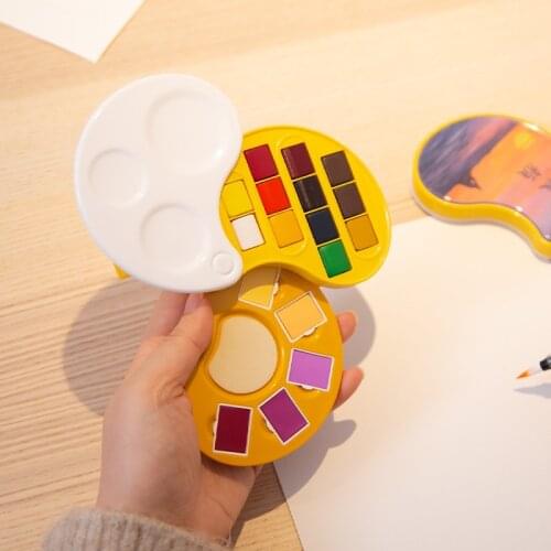 Superior 12/17Colors Fold Watercolor Paint Set for Beginner Painting Chinese Style Outdoor Travel Water Color Art Supplies