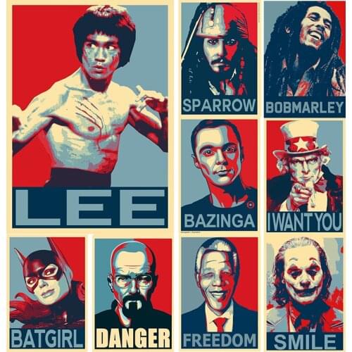 Vintage Kraft Paper of Legendary Star Celebrity Portrait Posters Sticker for DIY Room Wall Art Bar Cafe Paintings Decor Gift