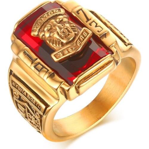 Vintage Male Ring for Men Jewelry 1973 Walton Tiger High School Stainless Steel