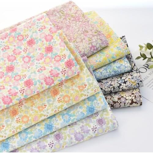Japan vintage cotton handwork fabric art Retro style black pink flowers fabric for DIY Bag 0.5meter
