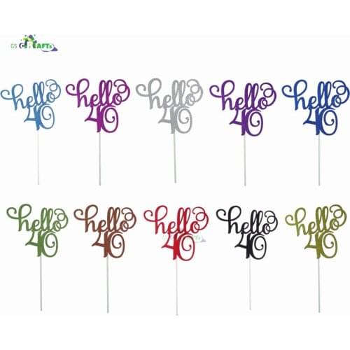 Gold Glitter Letter Number Hello 21 30 40 50 60 Cake Topper For Wedding Birthday Anniversary Party Age Cake Decoration