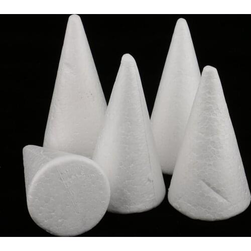 10 Pieces 10cm Cone Shaped Modelling Polystyrene Styrofoam Ornaments for DIY Crafts