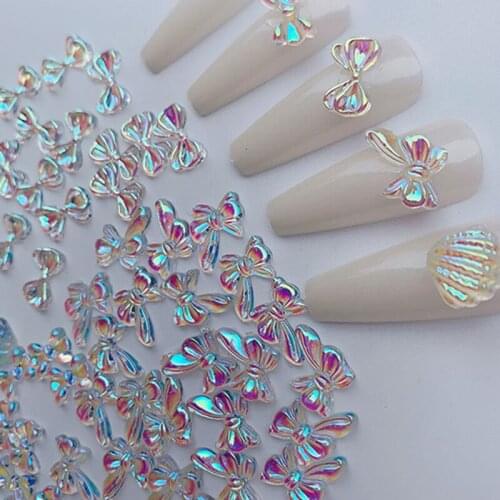 10pcs 3D Resin Holographics Butterfly Glitter AB Stones Nail Art Decorations Charm DIY Varnish Manicures Nails Art Accessories