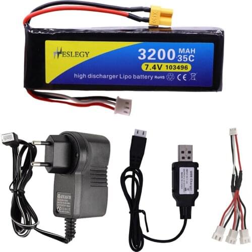Battery and Charger set for MJX Bugs 3 B3 RC Quadcopter Spare Parts 7.4V 3200mah 35C high capacity lipo Battery for B3 accessory