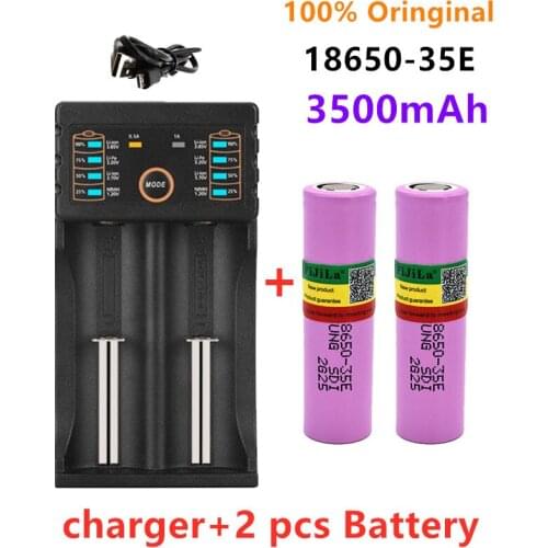 2021 New Original INR18650 35E 3.7V 3500mAh 20A discharge INR18650 35E 18650 Li-ion battery 3.7v rechargable Battery + charger