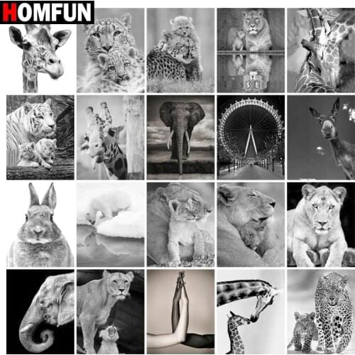 HOMFUN Diamond Painting Full Square/Round Drill 5D DIY "Animal giraffe leopard" Daimond Embroidery Rhinestone Cross Stitch Decor