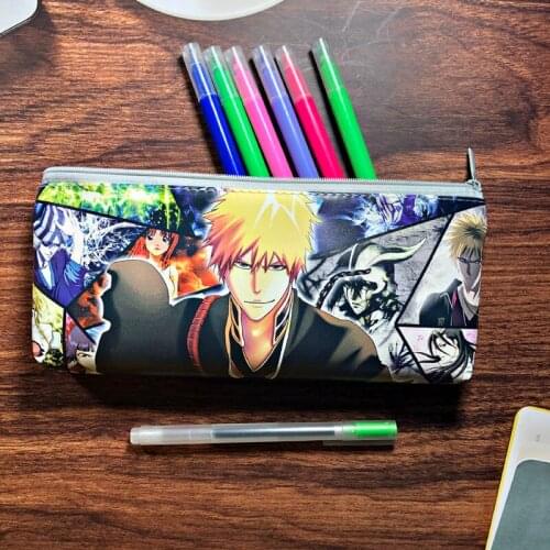 Anime Pencil Cases BLEACH Pencil Pouch Kurosaki Ichigo Hitsugaya Toushirou Pencil Bags Student Stationery Supplies Kawaii Bag