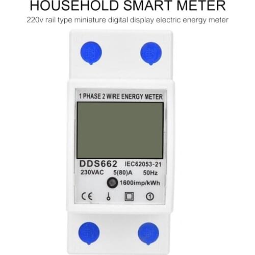 220V AC Din Rail Digital Single Phase Reset Zero Energy Meter KWh Voltage Current Power Consumption Meter Wattmeter Electricity