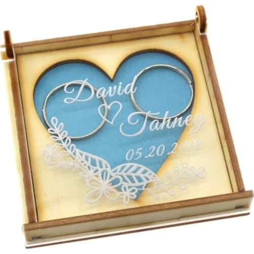 Personalized Rustic Wedding Wood Ring Box Holder Custom Your Names and Date Wedding Ring Wooden Box