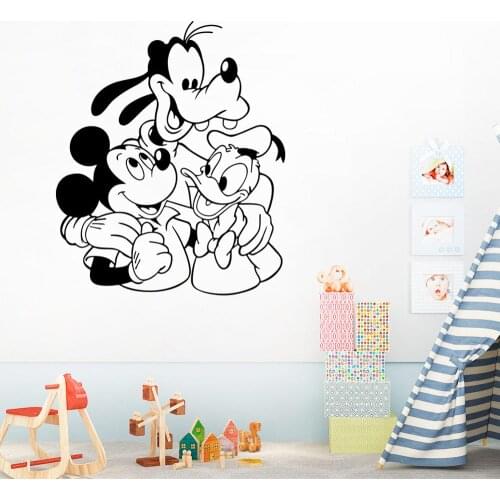 Disney Mickey Mouse & Donald Duck & Goofy Friends Vinyl Wall Stickers For Kids Rooms Bedroom Accessories Home Decoration Post
