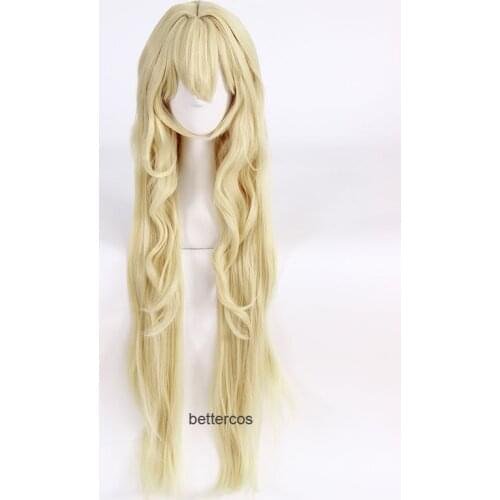 Goblin Slayer Priestess Cosplay Wig Long Light Golden Heat Resistant Synthetic Hair Wig + Wig Cap